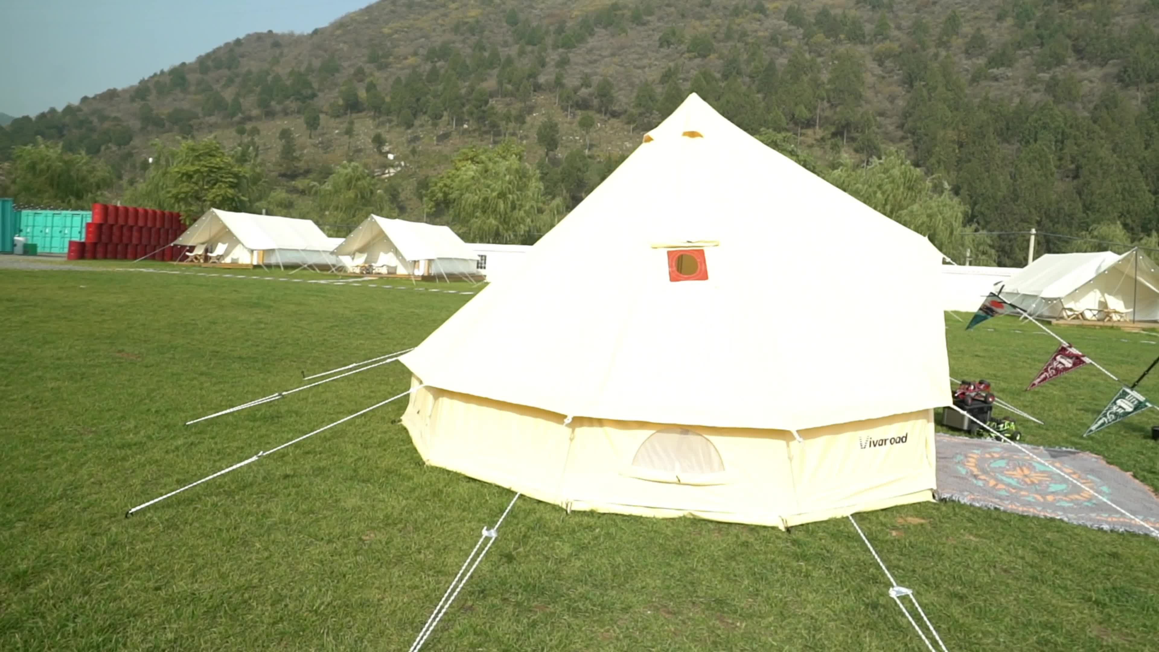 营地用住宿帐篷尖顶系列4米12平帐篷展示