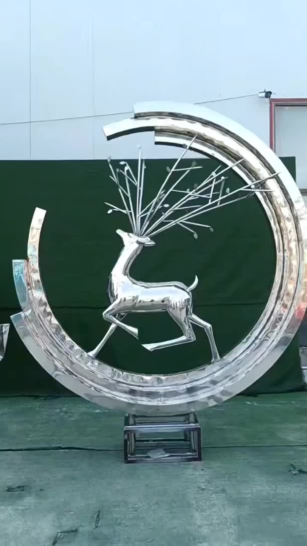 不锈钢圆环鹿雕塑生产厂家