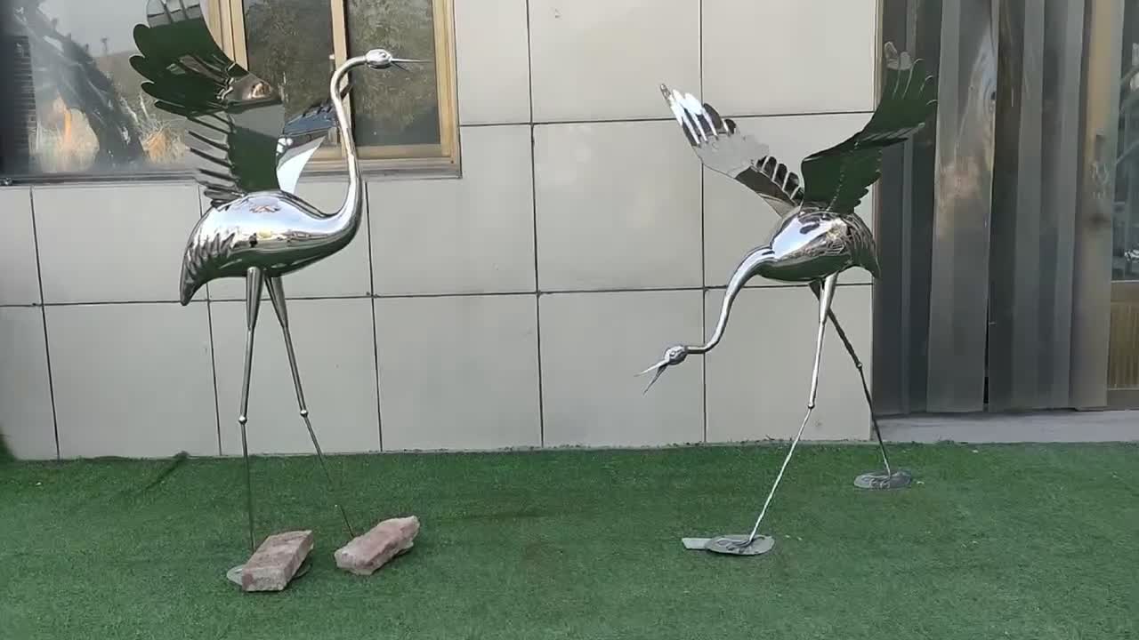 不锈钢仙鹤火烈鸟雕塑