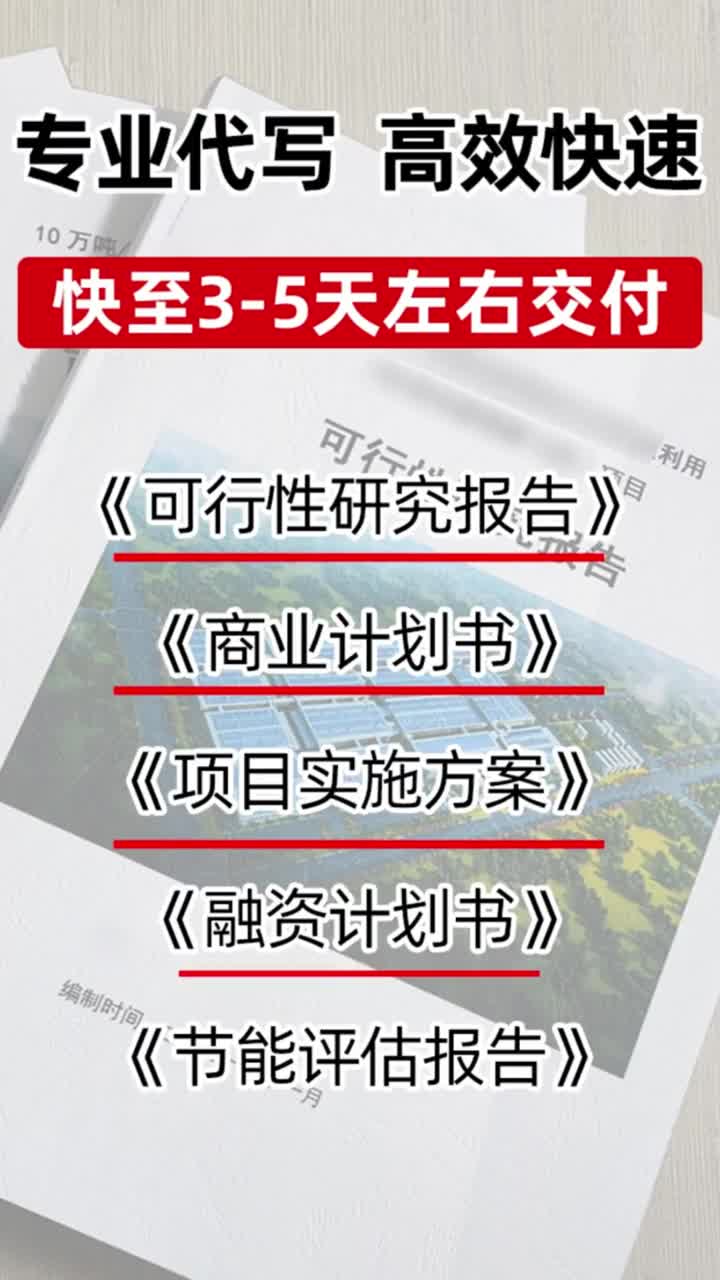 可行性报告千元起步3-5天交稿