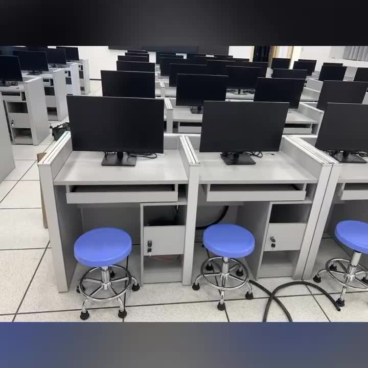 电动升降语音考试屏风电脑桌