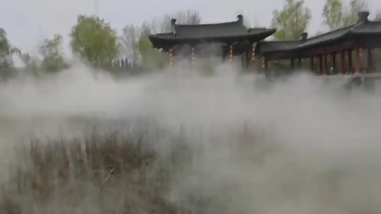 郑州公园假山人造雾设备雾森系统安装案例