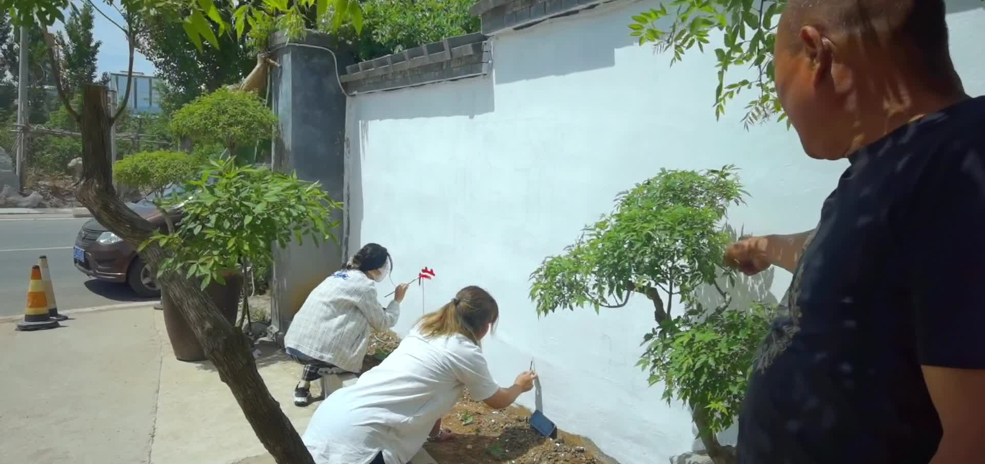 文化墙彩绘墙体壁画-淄博烧烤彩绘墙