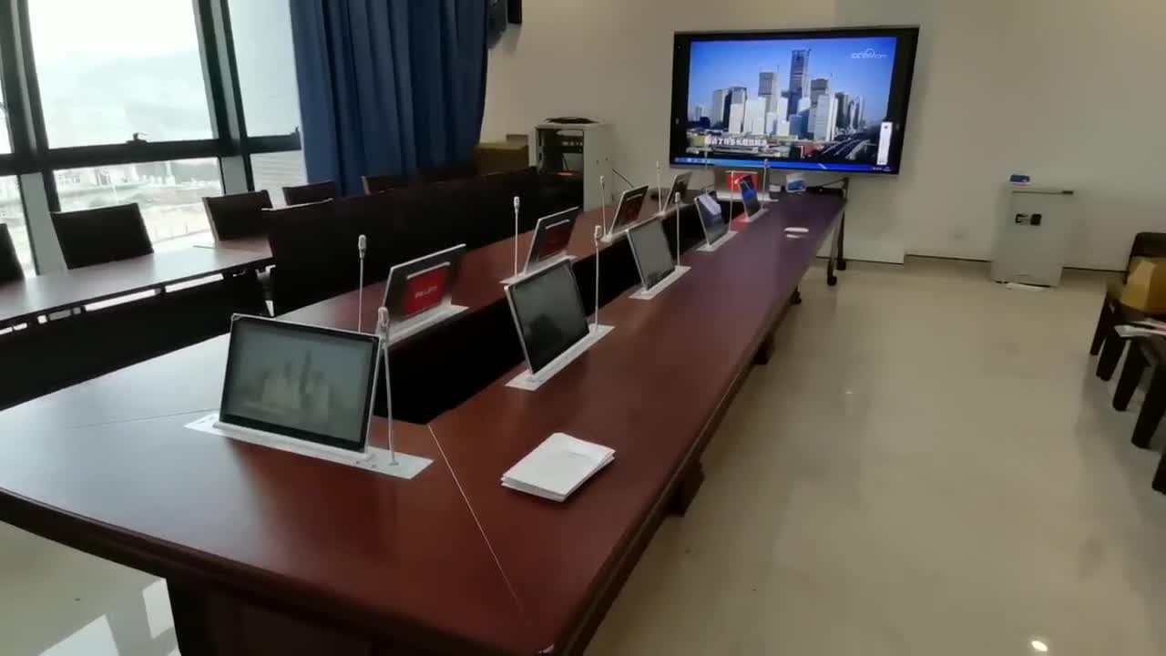 无纸化会议液晶显示屏升降会议桌液晶显示