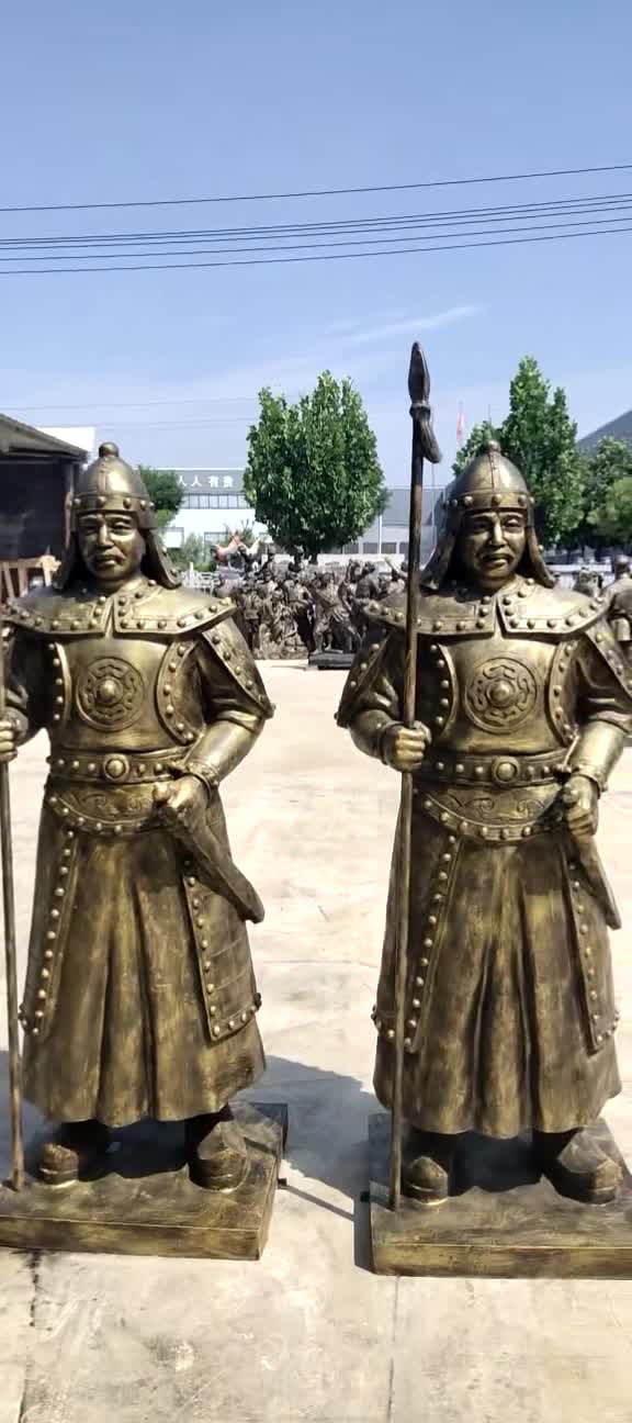 玻璃钢蒙古士兵雕塑，蒙古勇士雕塑