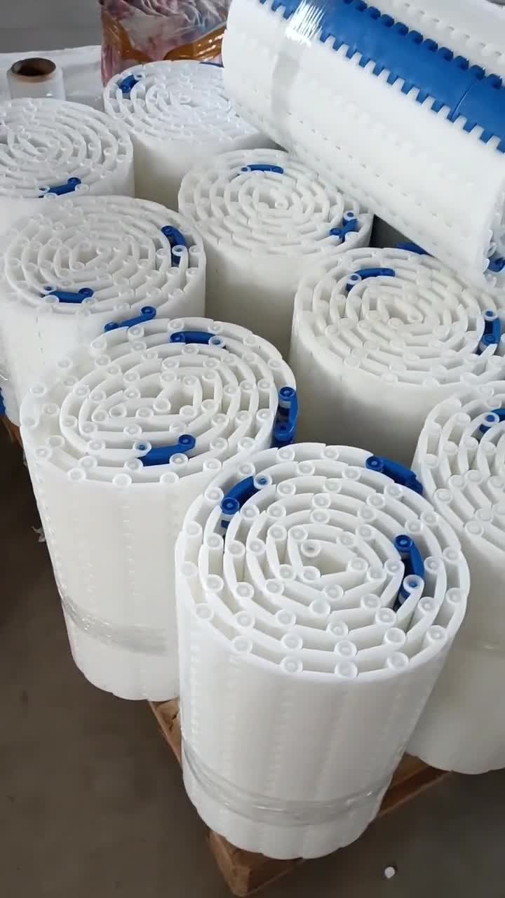 屠宰线圆弧面输送带塑料网带生产厂家视频