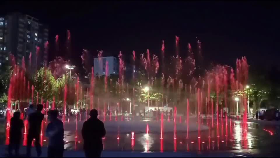 广场水景音乐喷泉展示